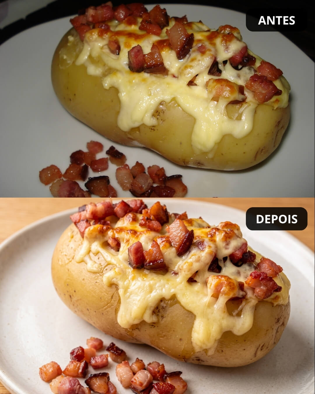 Antes e depois: Batata recheada