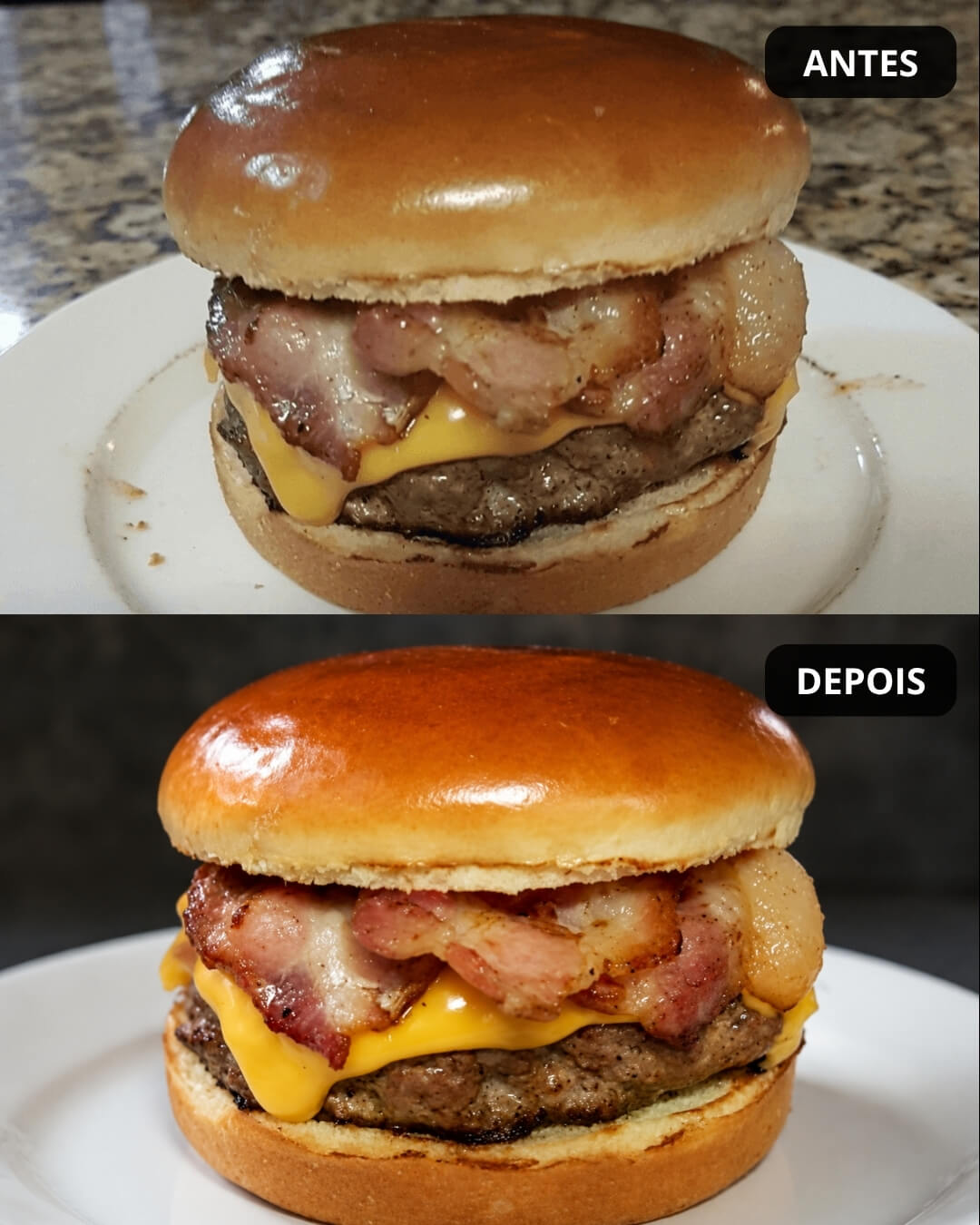 Antes e depois: Hambúrguer artesanal