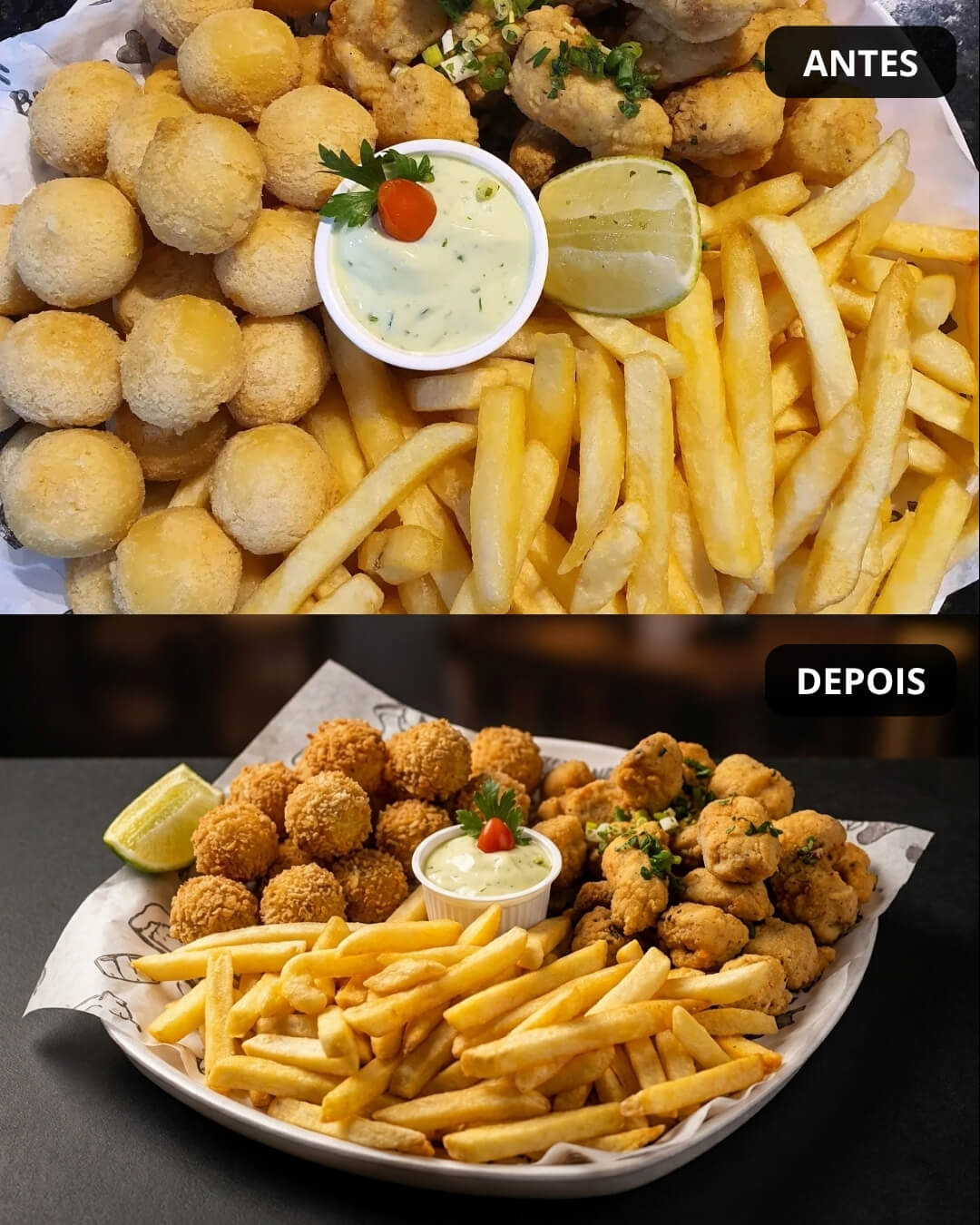 Antes e depois: Porção / Combo